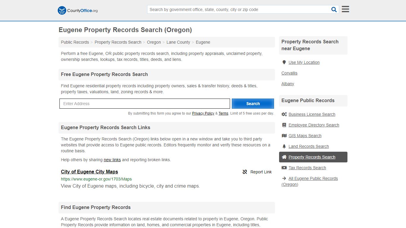 Eugene Property Records Search (Oregon) - County Office